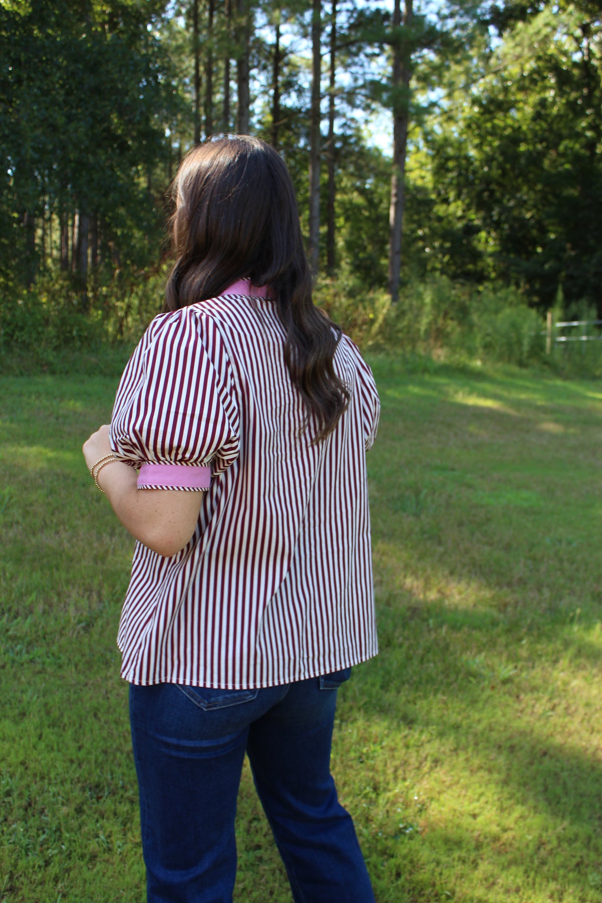 Striped Blouse with Button Detail