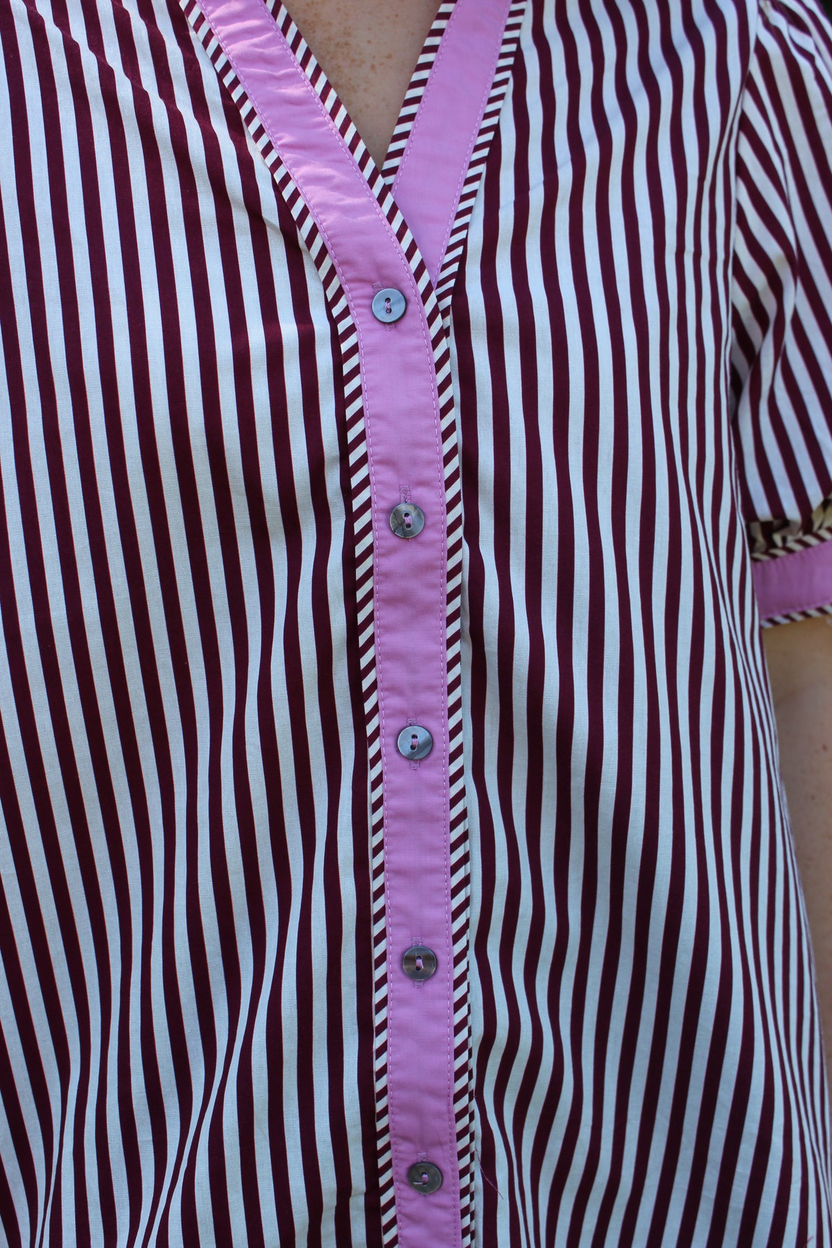 Striped Blouse with Button Detail
