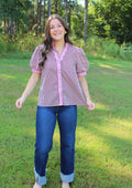 Striped Blouse with Button Detail