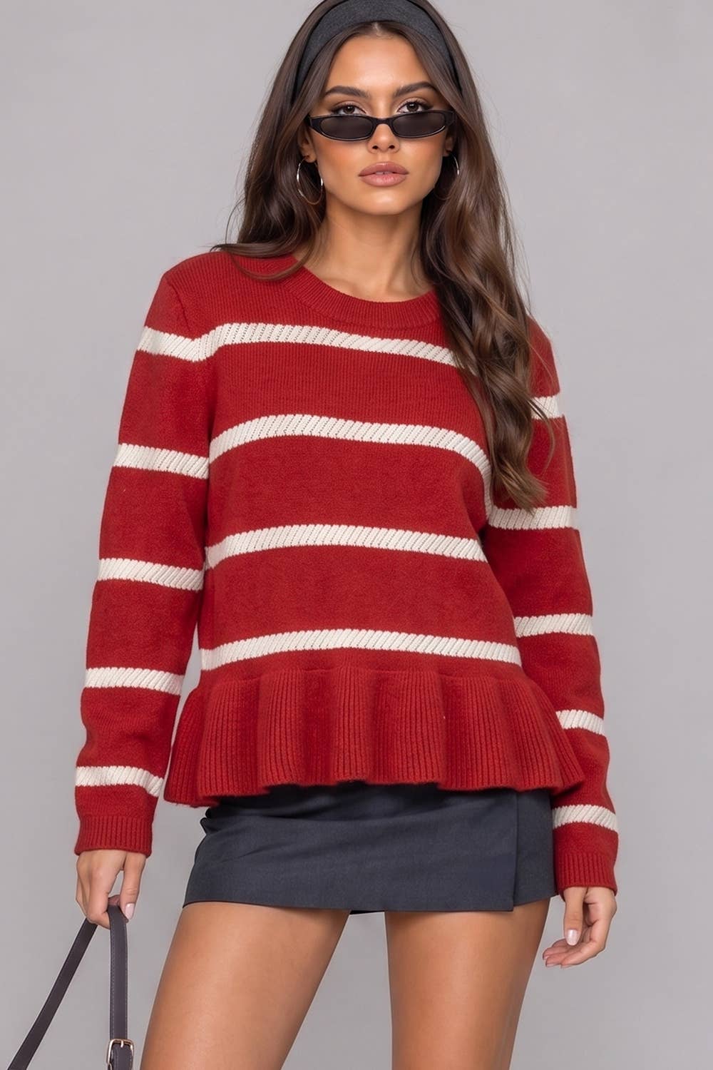 Stripe Red Knit Sweater