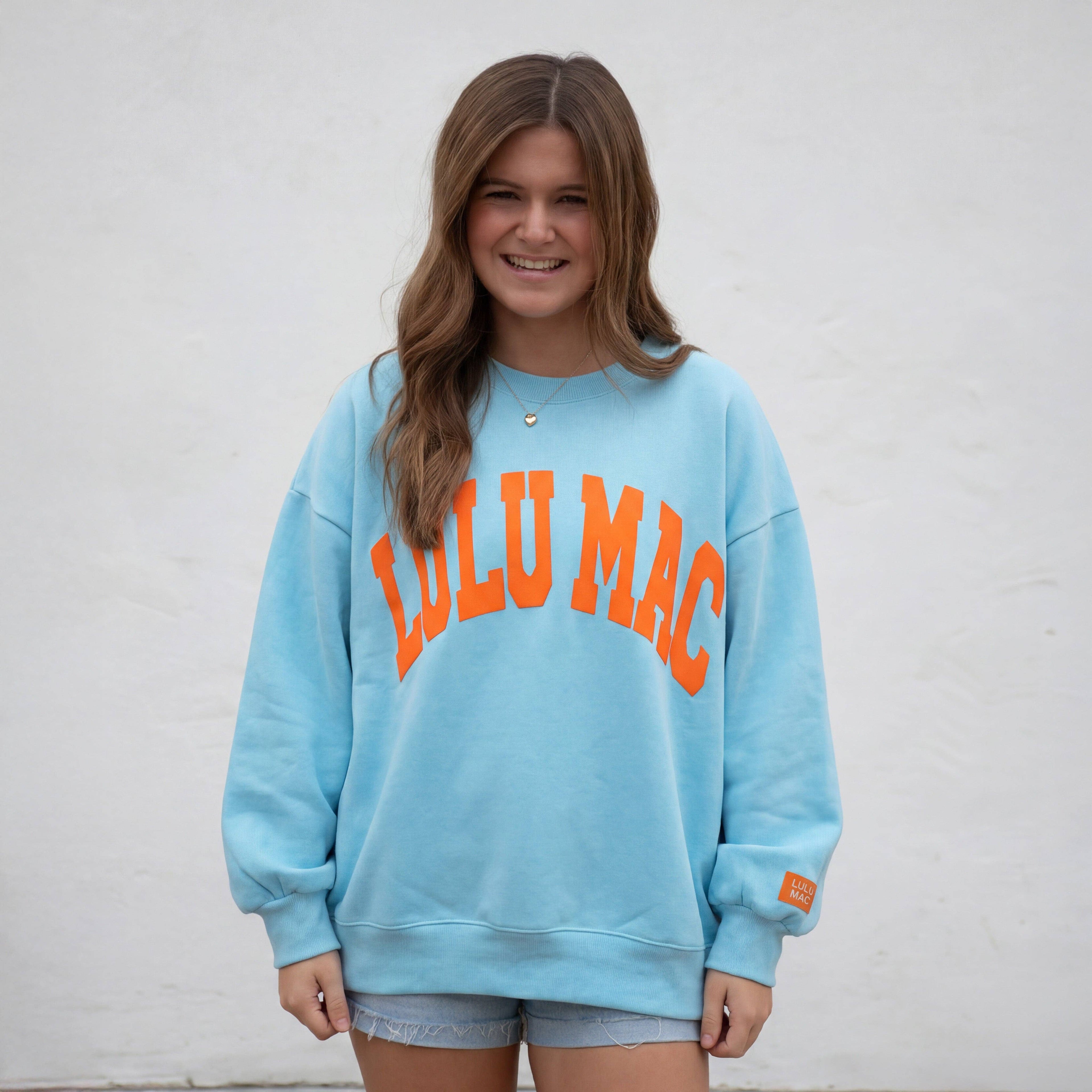 Lulu Mac Sweatshirt-  Blue/Orange Puff