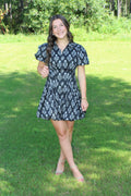 TCEC-Floral Print Puff Sleeve Bubble Hem Mini Dress