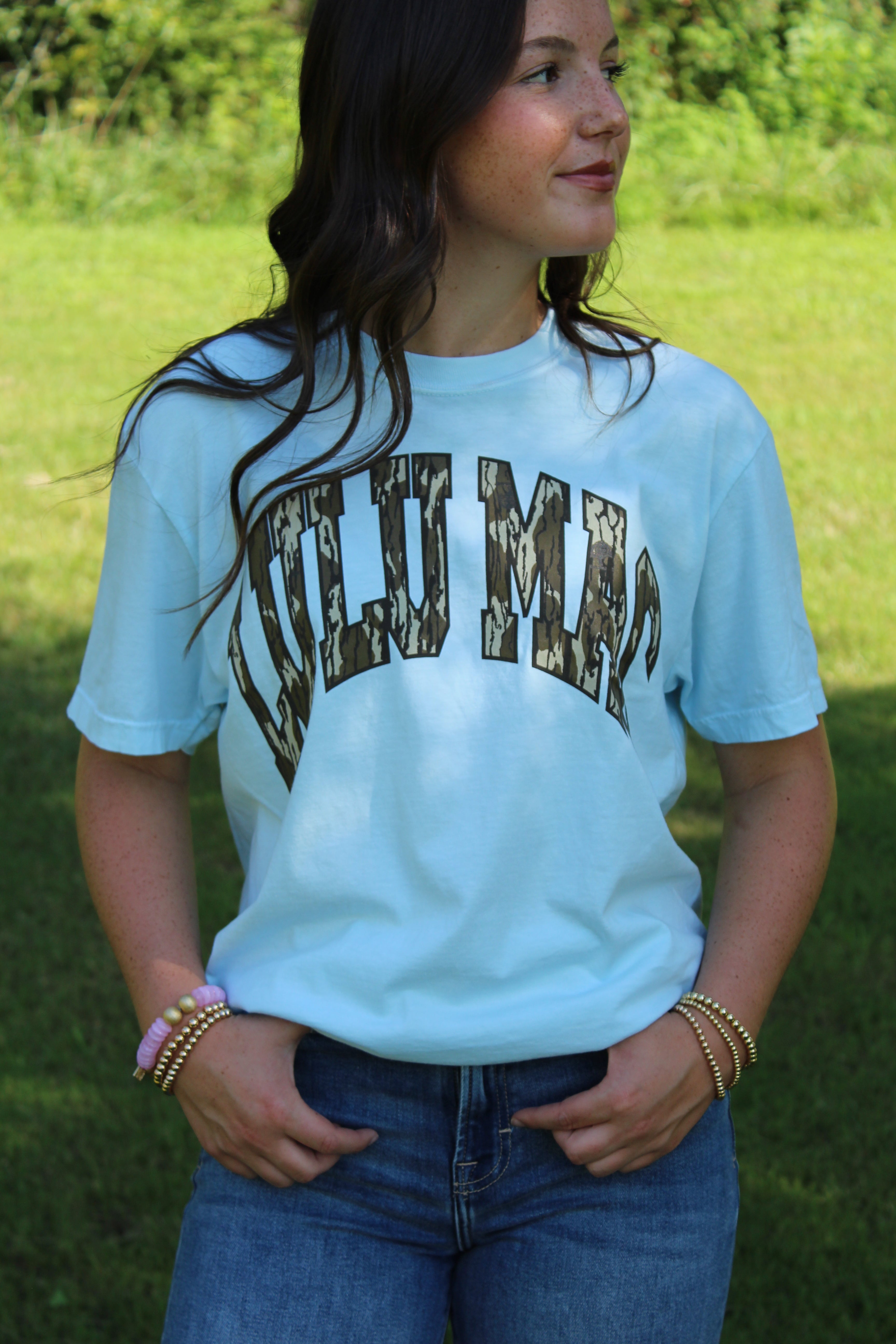 Lulu Mac Tee- Light blue/Mossy Oak