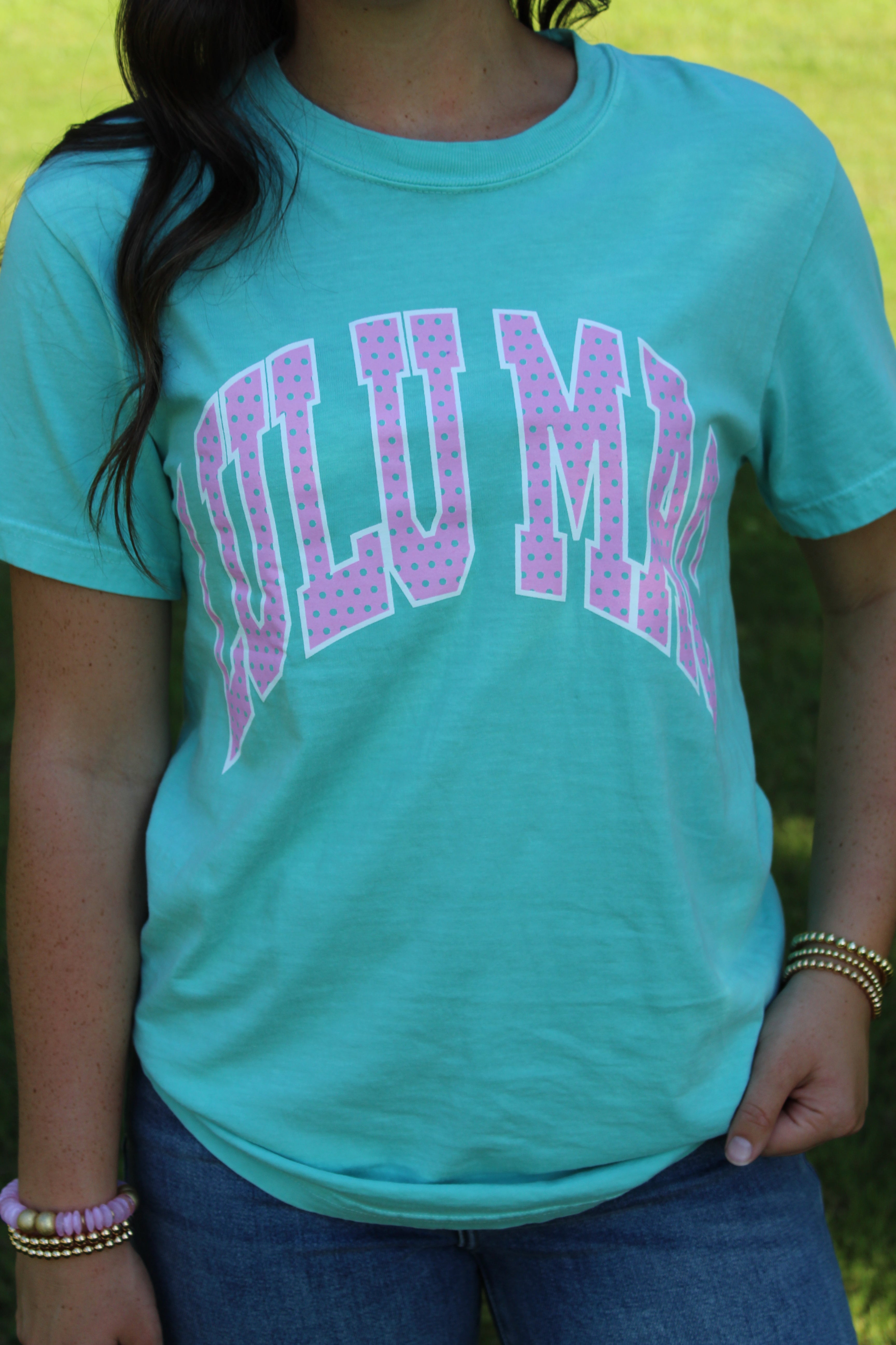 Lulu Mac Tee- Chalky mint/Polka Dot