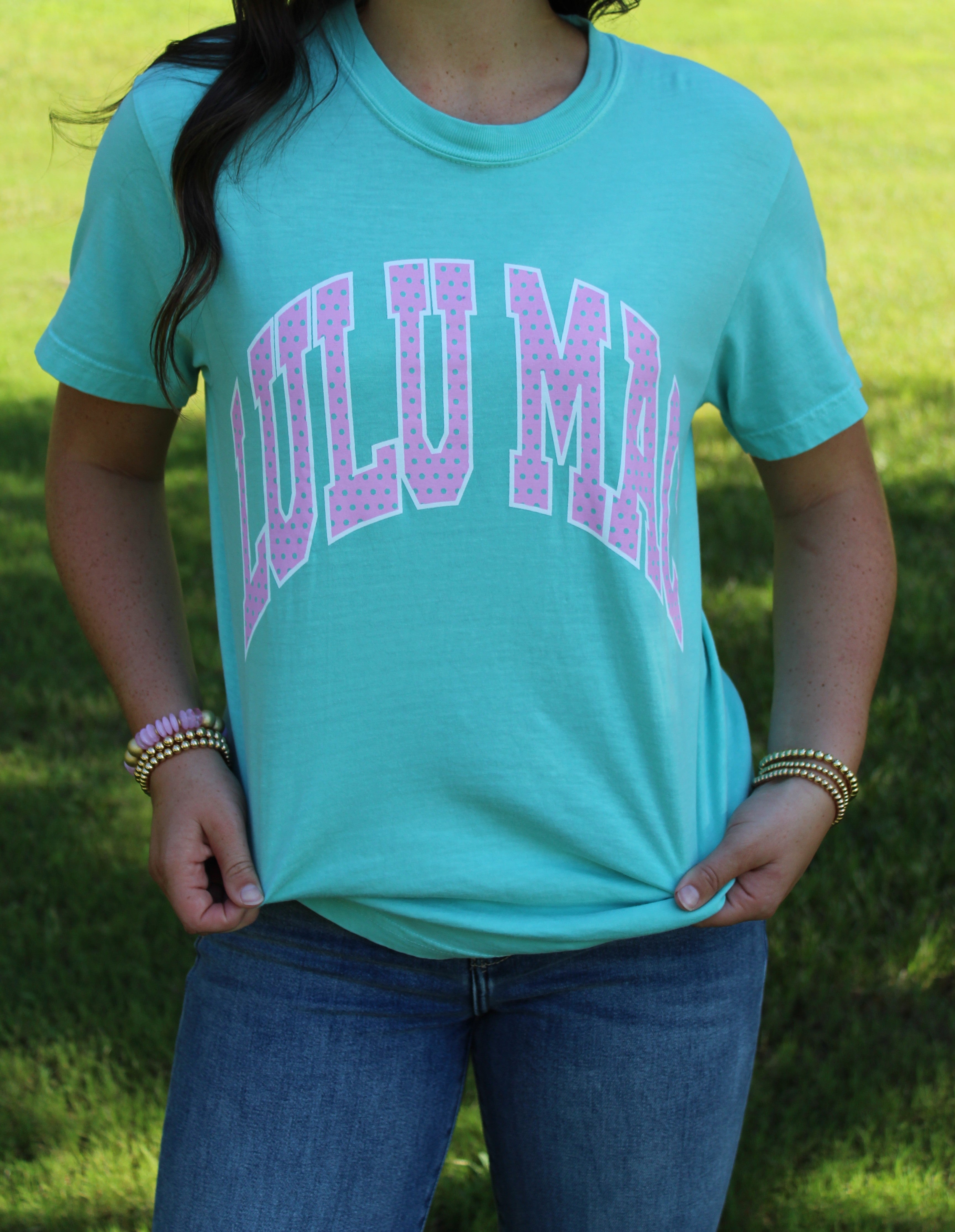 Lulu Mac Tee- Chalky mint/Polka Dot