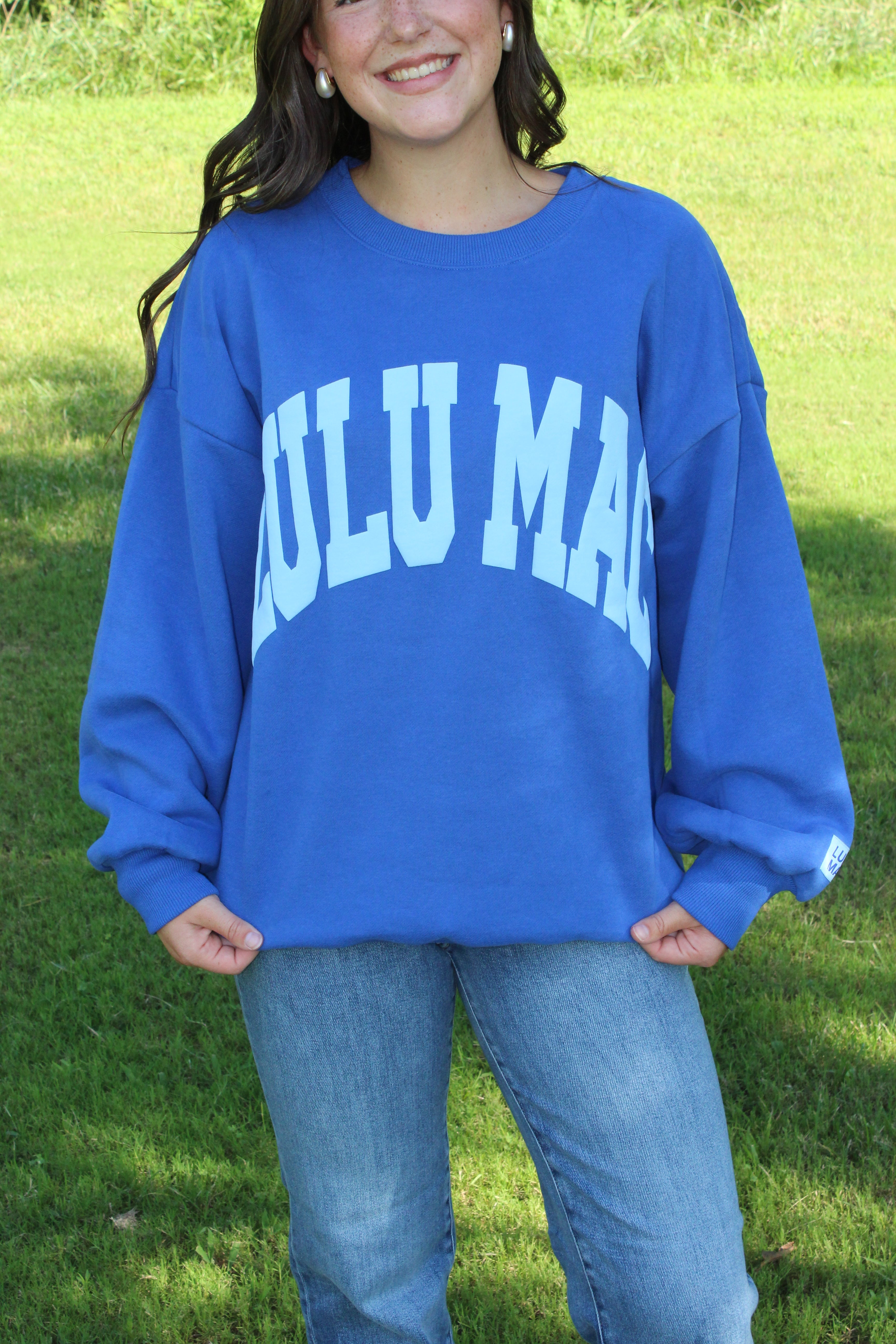 Lulu Mac Sweatshirt- Royal/Light Blue Puff