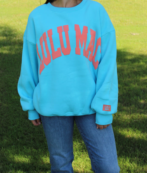 Lulu Mac Sweatshirt-  Blue/Orange Puff