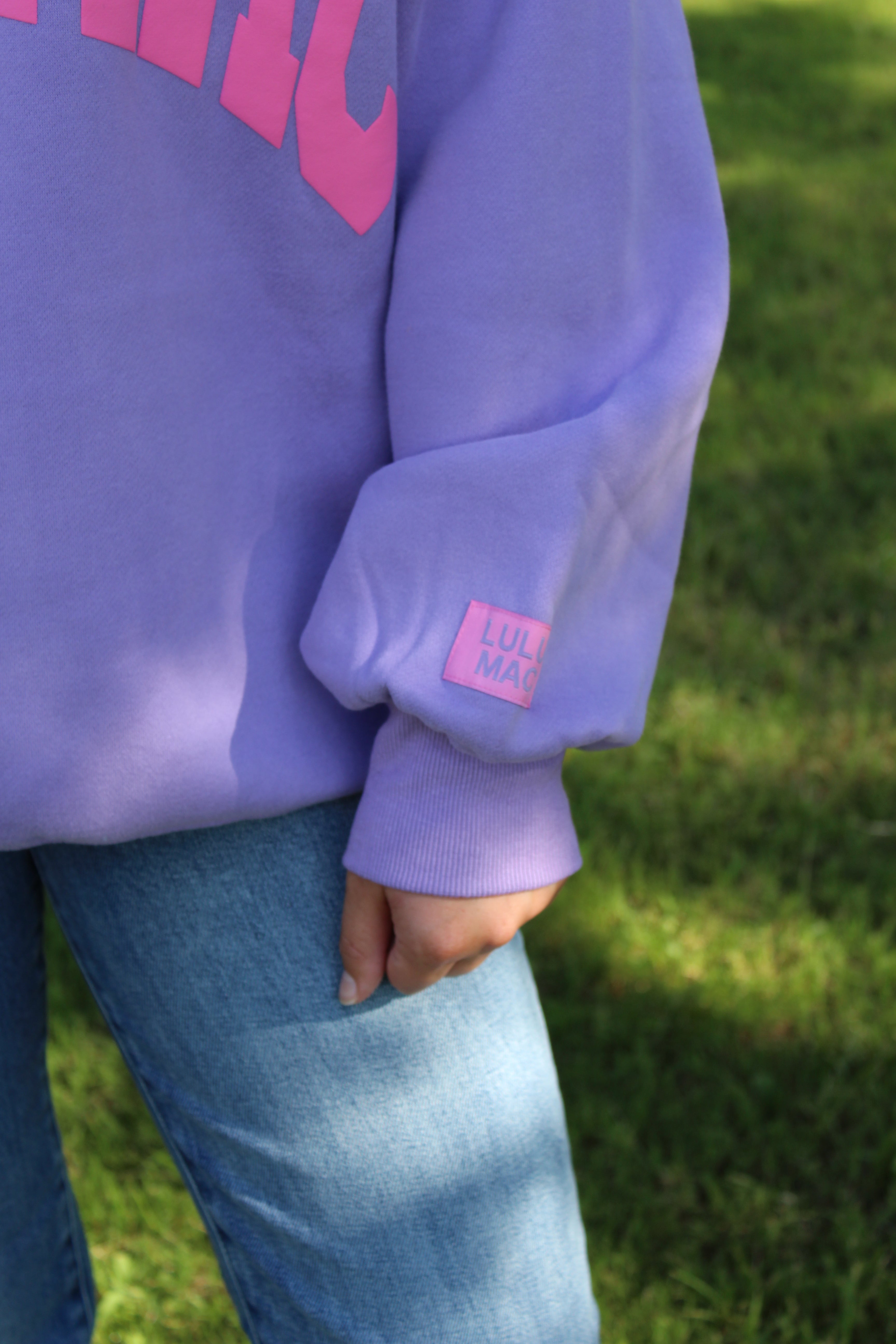 Lulu Mac Sweatshirt- Purple/Pink Puff