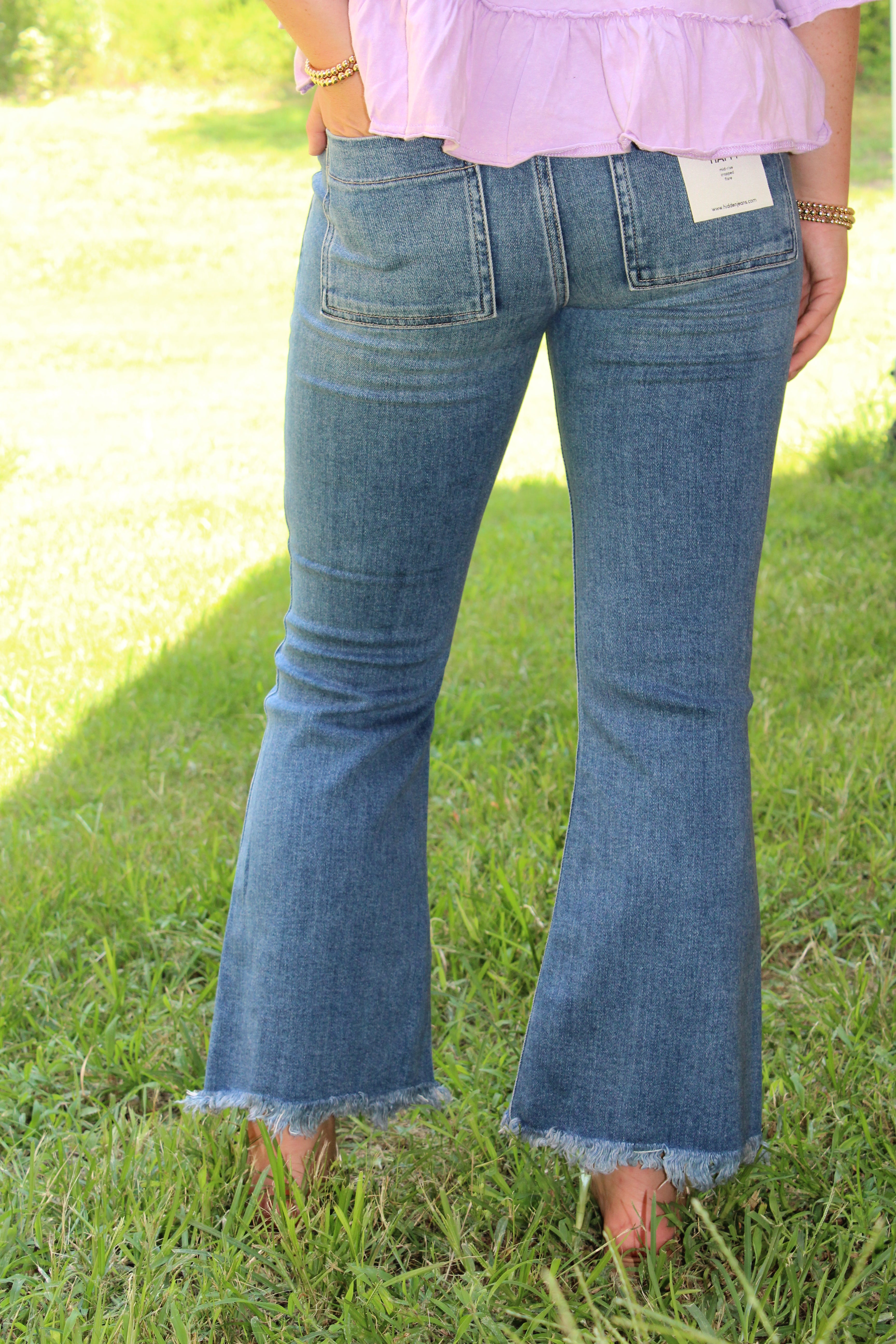 Hidden Jeans- Mid-Rise Cropped Flare Jeans