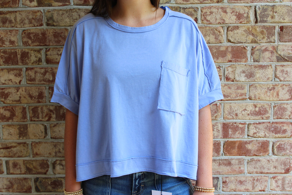 Very-J Washed Oversized Crop Comfy Knit Top