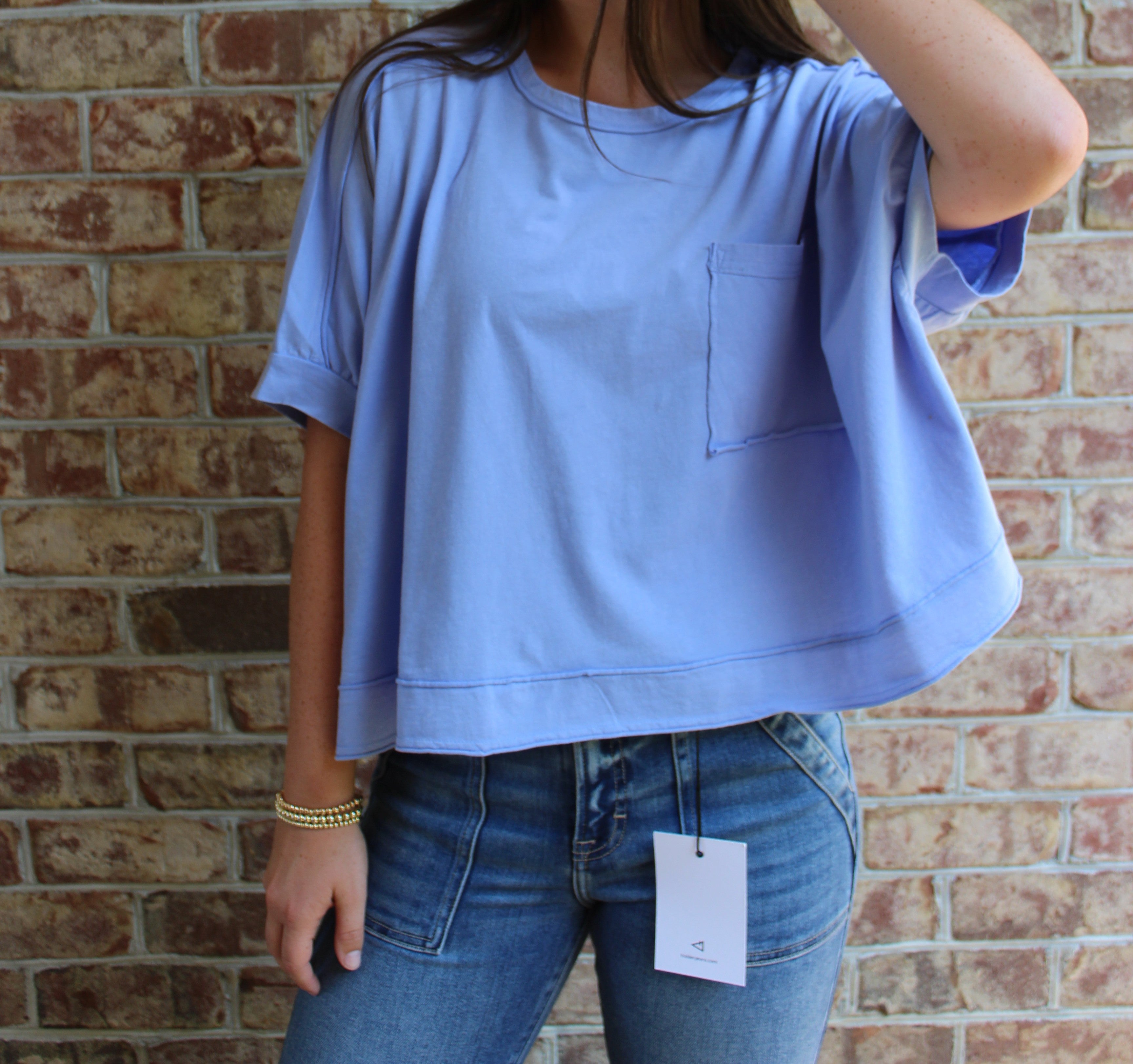 Very-J Washed Oversized Crop Comfy Knit Top