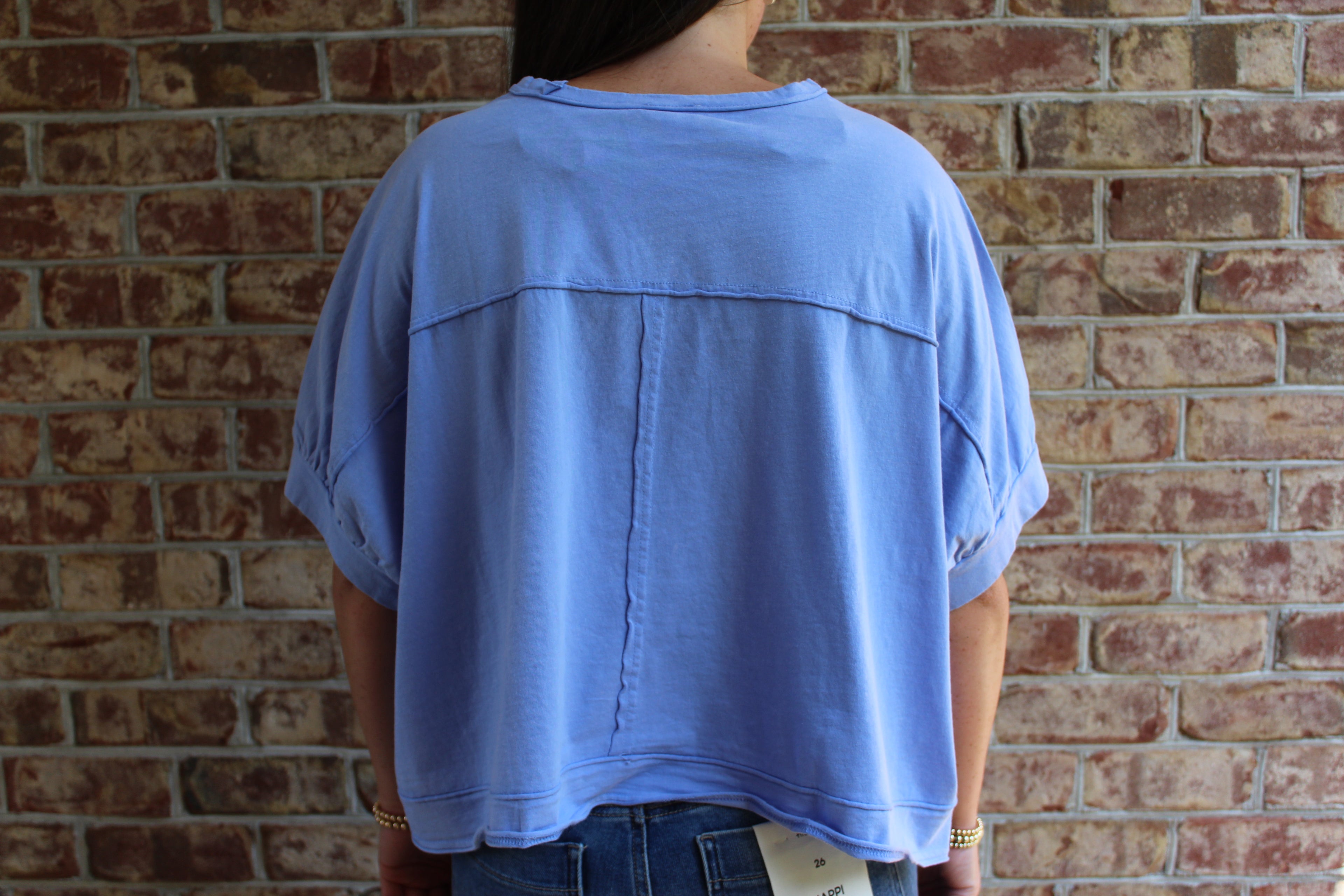 Very-J Washed Oversized Crop Comfy Knit Top