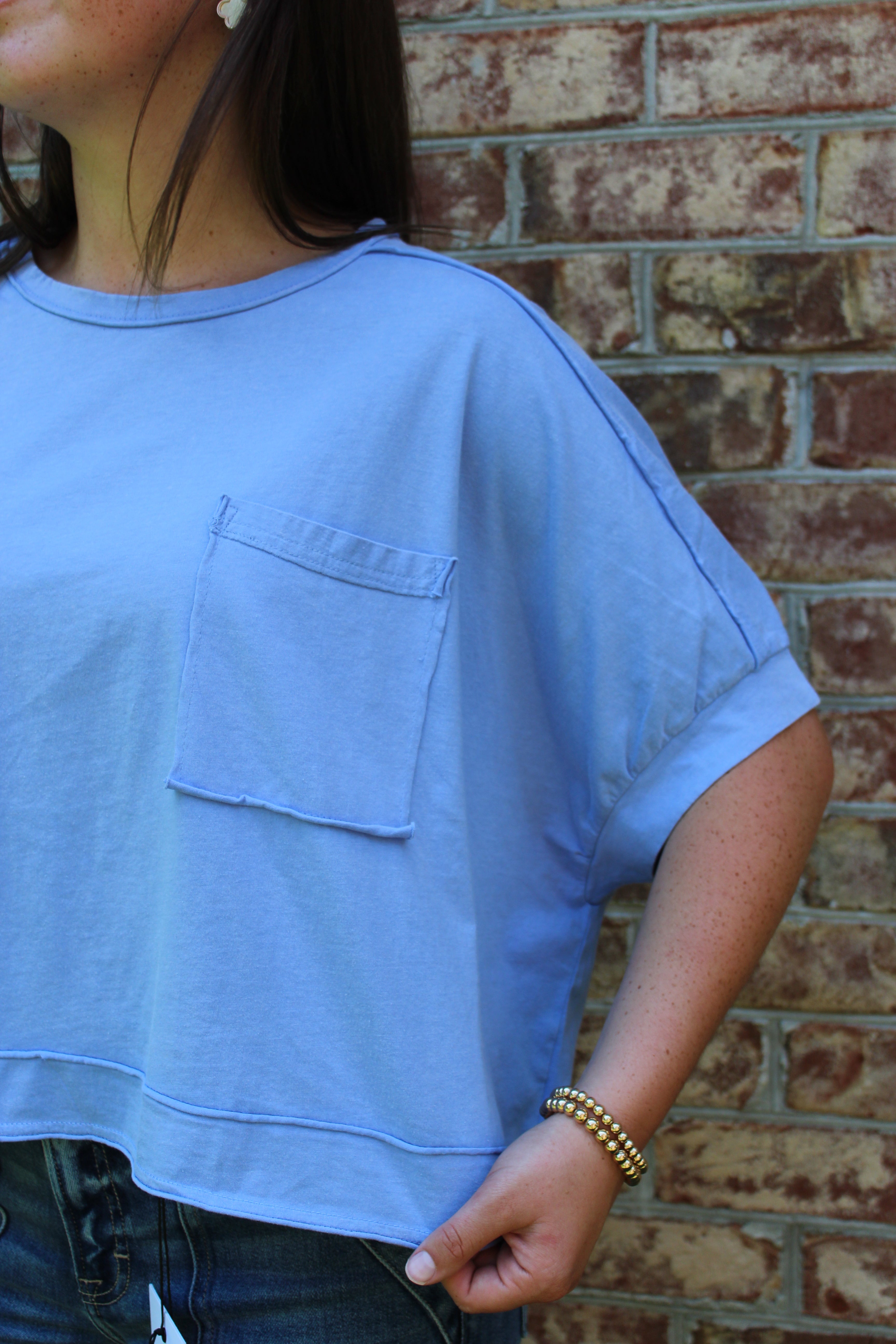 Very-J Washed Oversized Crop Comfy Knit Top