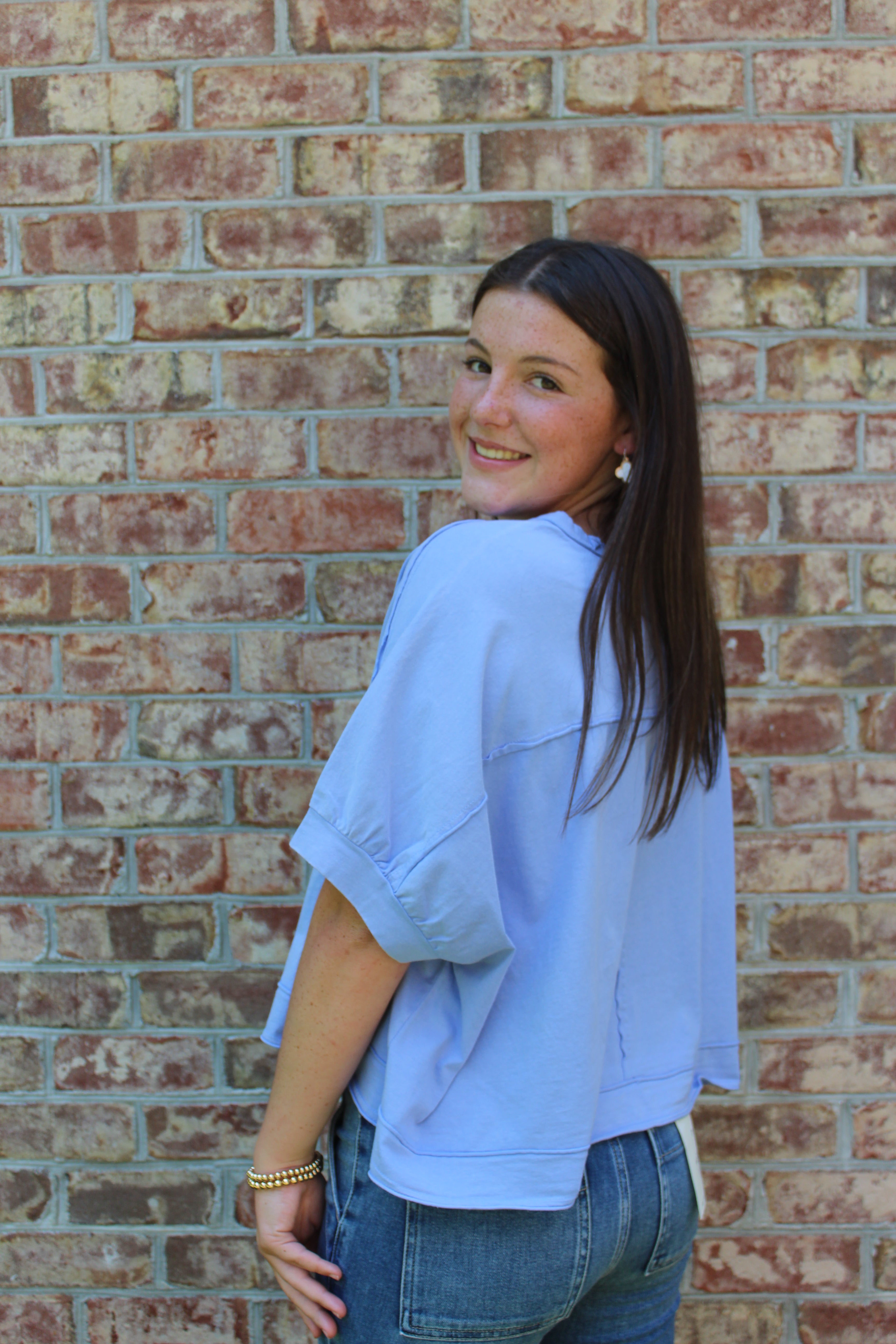 Very-J Washed Oversized Crop Comfy Knit Top