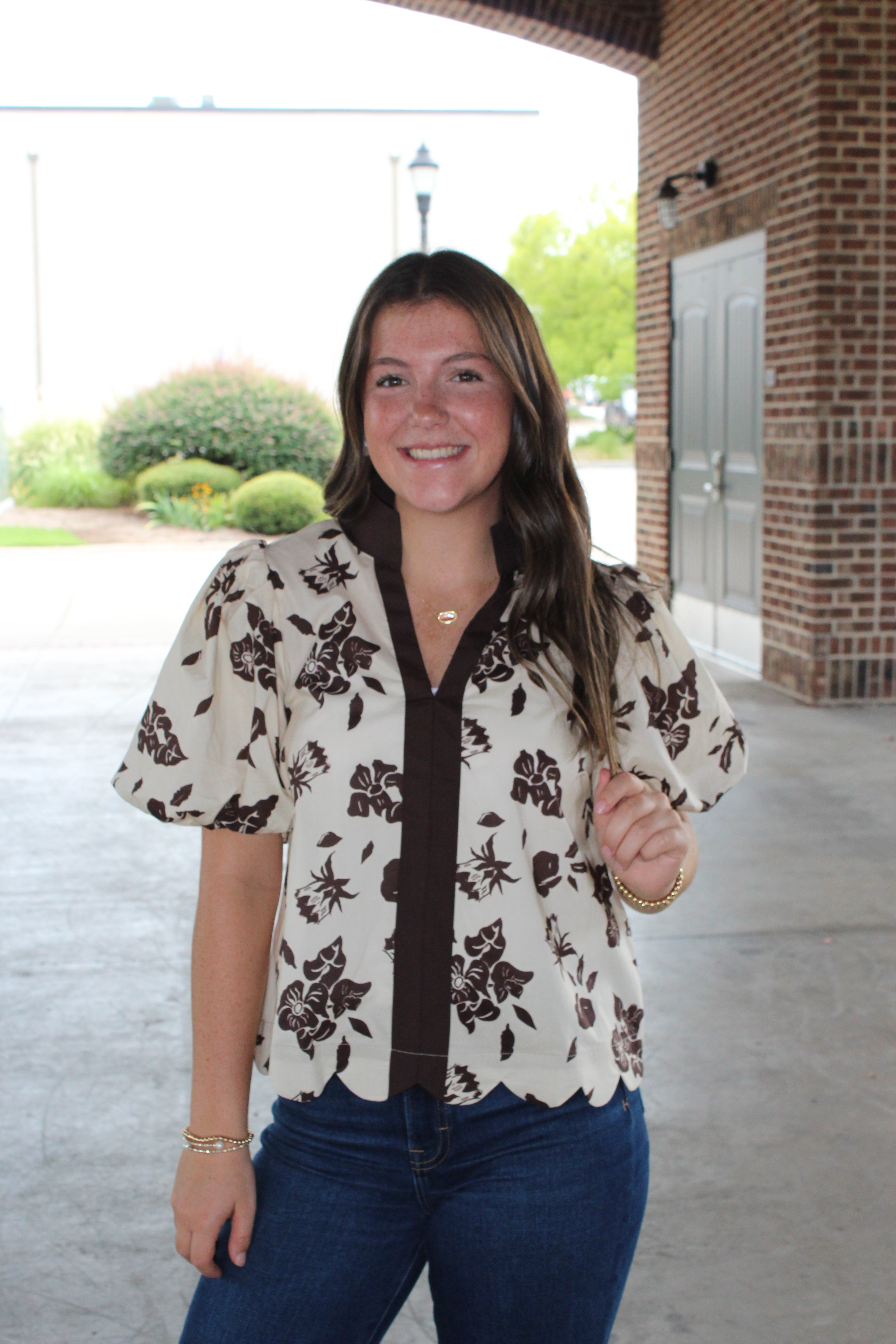 ENTRO- Floral Puff top