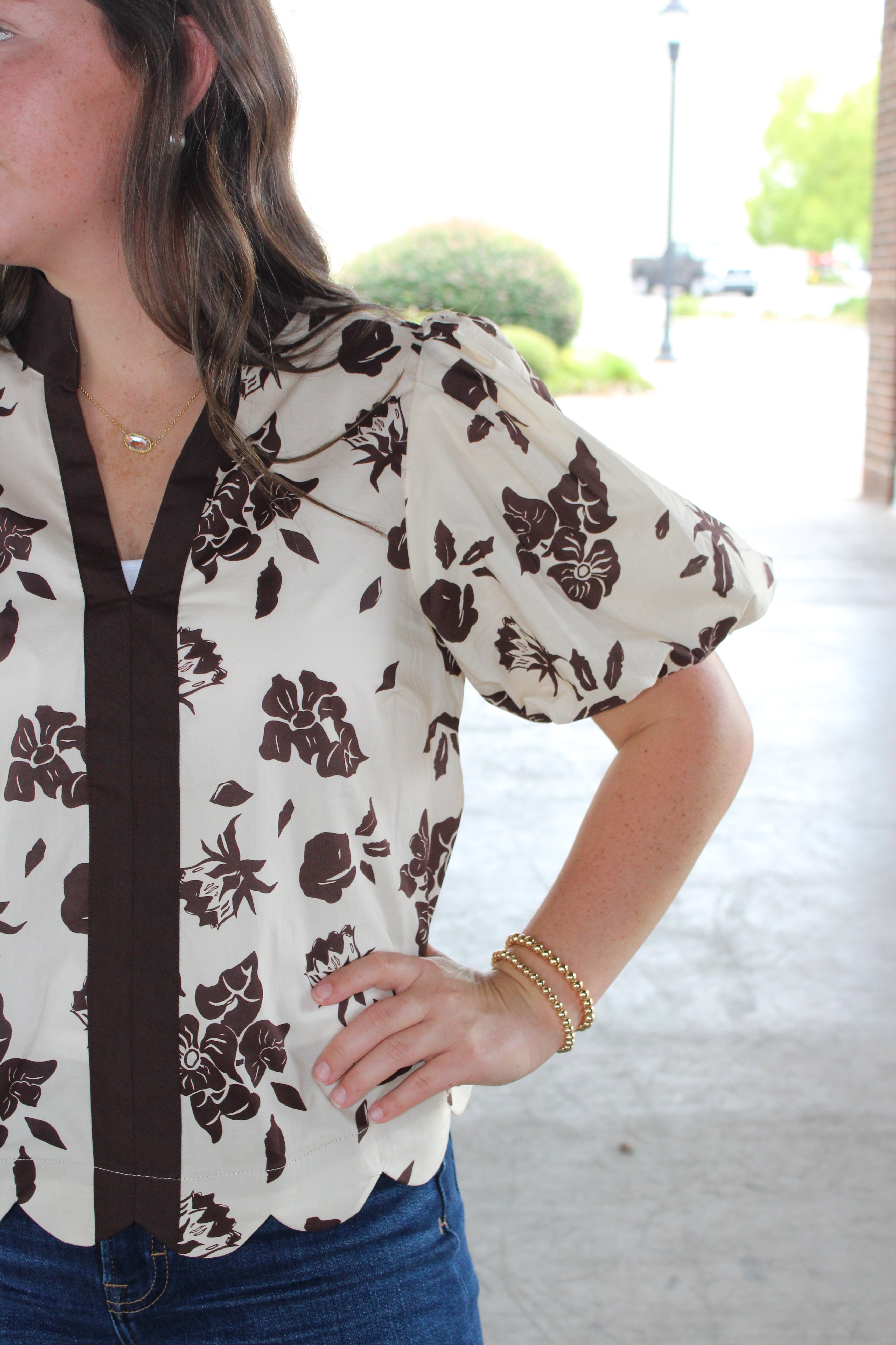 ENTRO- Floral Puff top