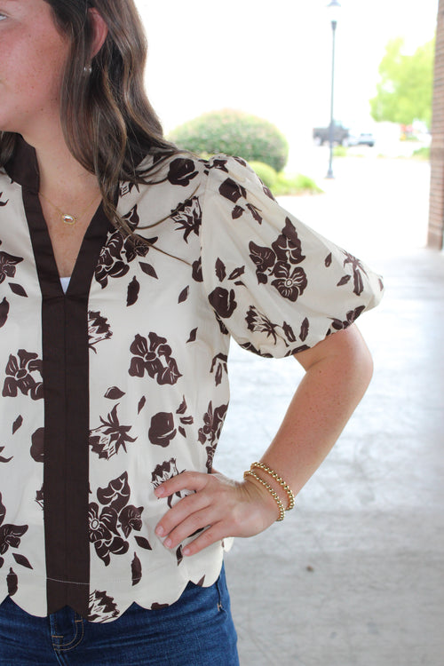 ENTRO- Floral Puff top