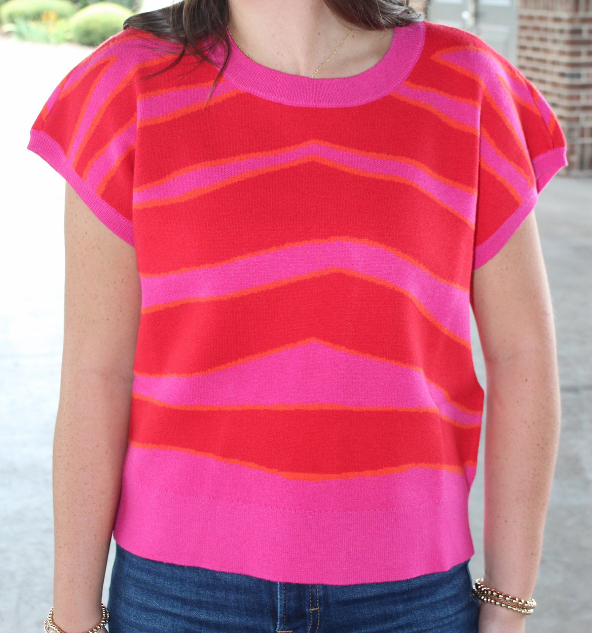 JODIFL- Tiger Sweater-Pink and Orange