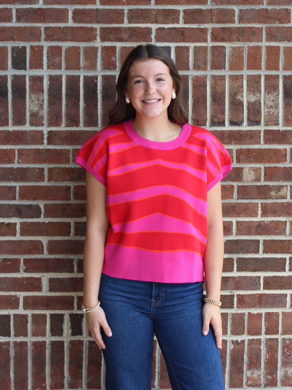 JODIFL- Tiger Sweater-Pink and Orange