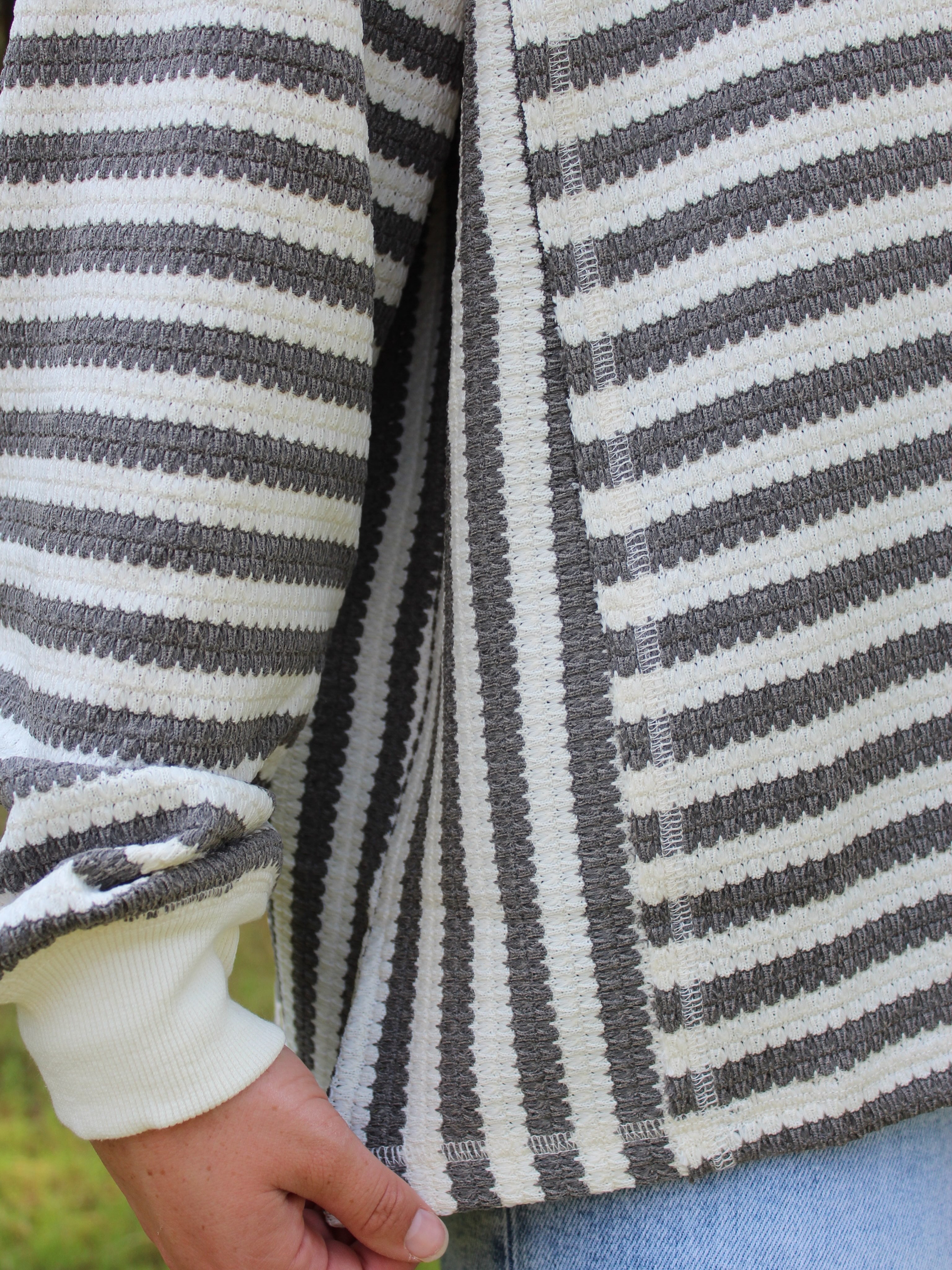 Very J -Stripe Waffle Top