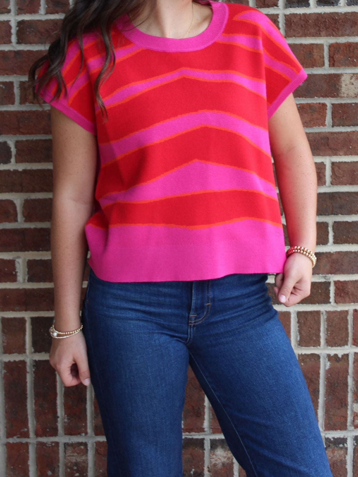 JODIFL- Tiger Sweater-Pink and Orange
