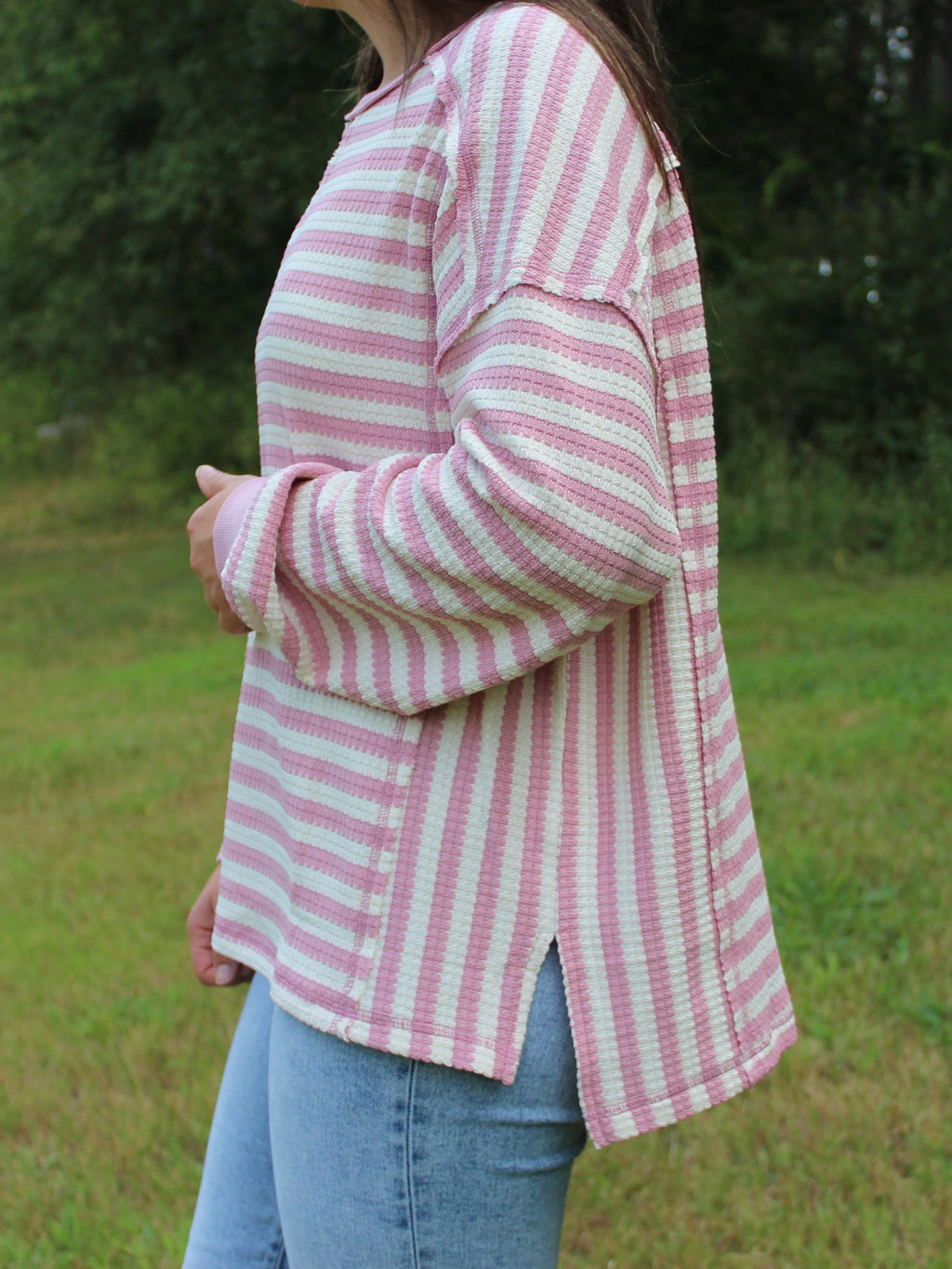 Very J -Stripe Waffle Top