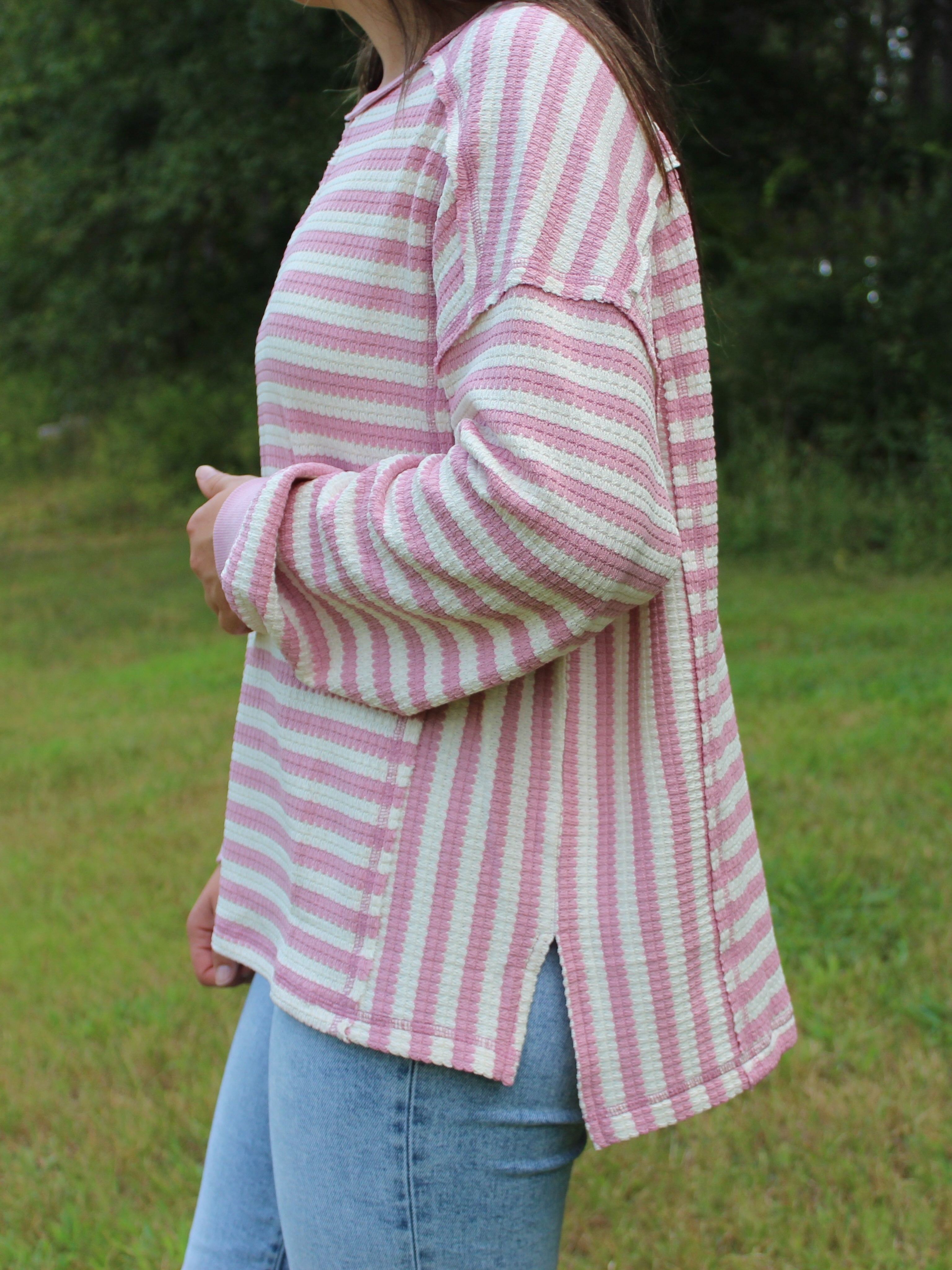 Very J -Stripe Waffle Top